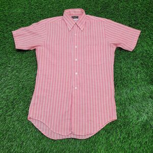 Vintage 70s MOD Stripes Button Shirt S/M 19x30 Red White